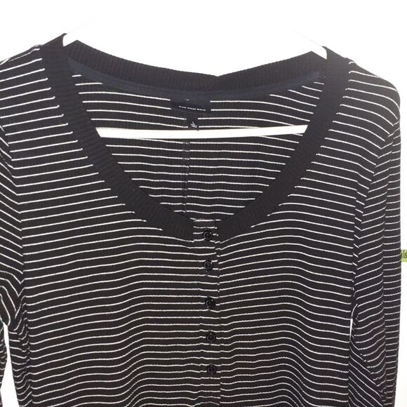 Who what wear dress black white striped dress large l casual soft rayon stretchy - Picture 1 of 7